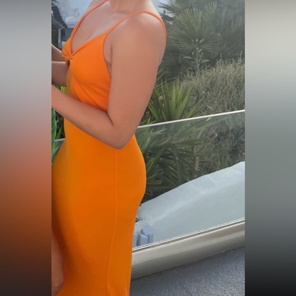 Zara Orange Cut Out Pleated Dress - Picture 3 of 3